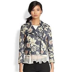 Elizabeth and James Lily Erwan Floral Print Leather Jacket Size XS